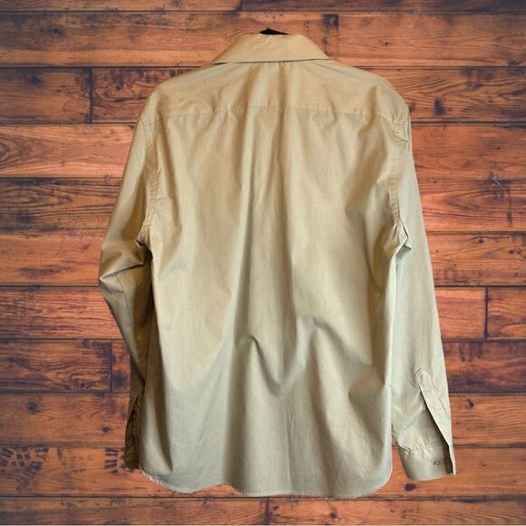 5 for $25🔥Large Giorgio-Belle Tan Long Sleeve Button Front Shirt Size 16- 36/37 - Picture 2 of 5